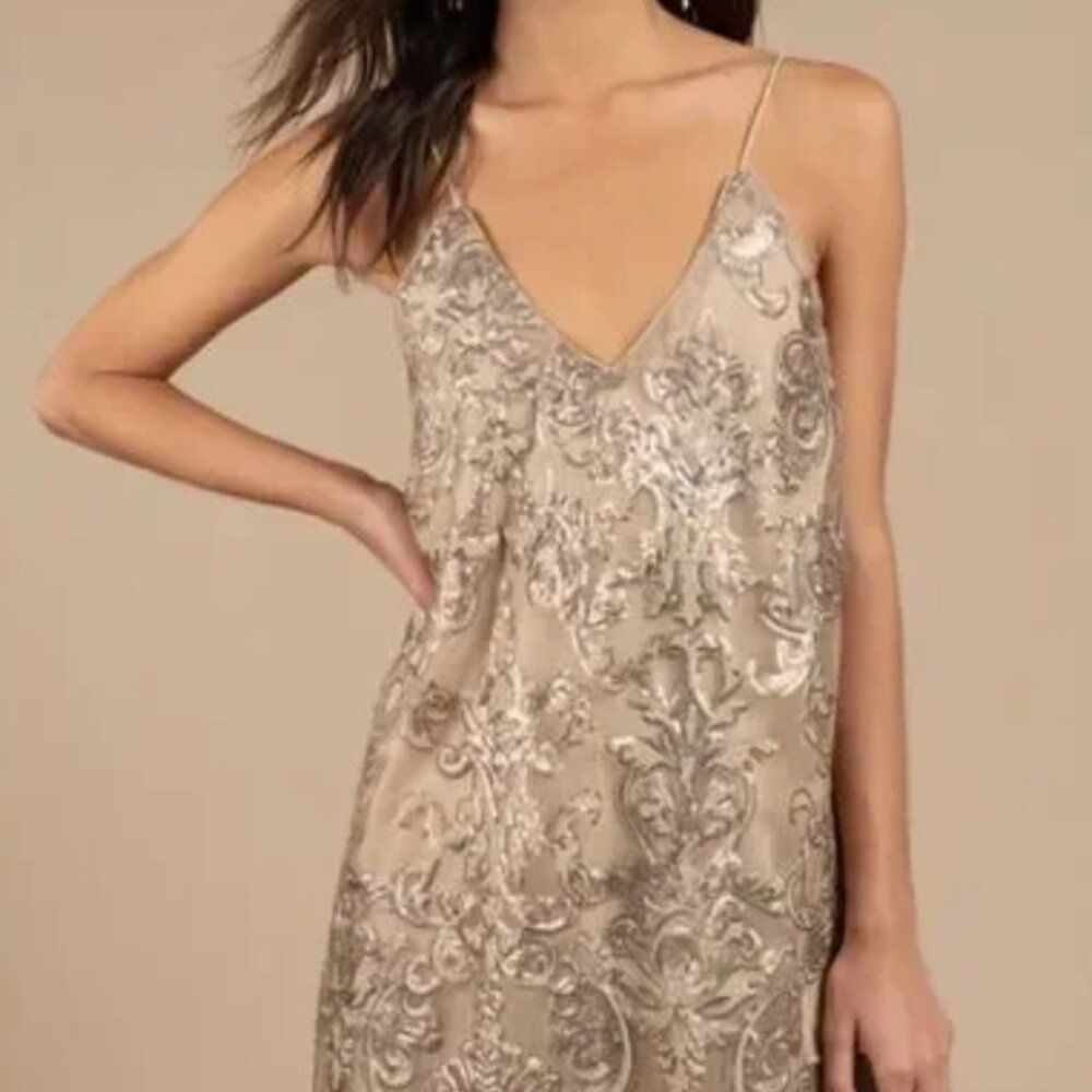 Tobi Mini Dress Women Size MED Gold Sequins NWT "Cora"